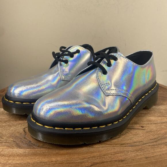 Dr Martens 1461 Womens Silver Iced Metallic Rainbow Size 6 Shoes Sneakers - Picture 2 of 10